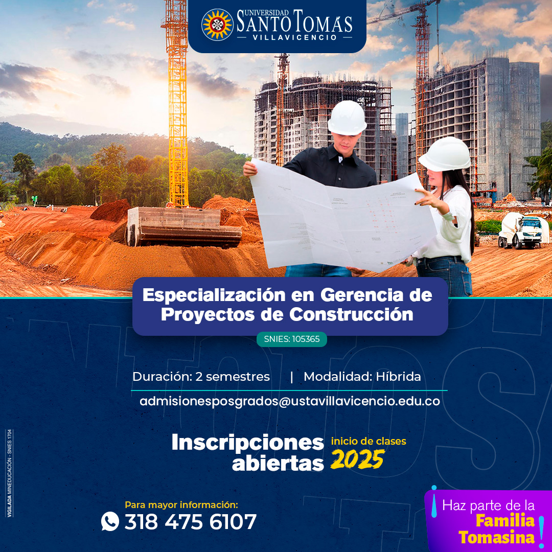 Especialización en Gerencia de Proyectos de Construcción, Universidad Santo Tomás Villavicencio