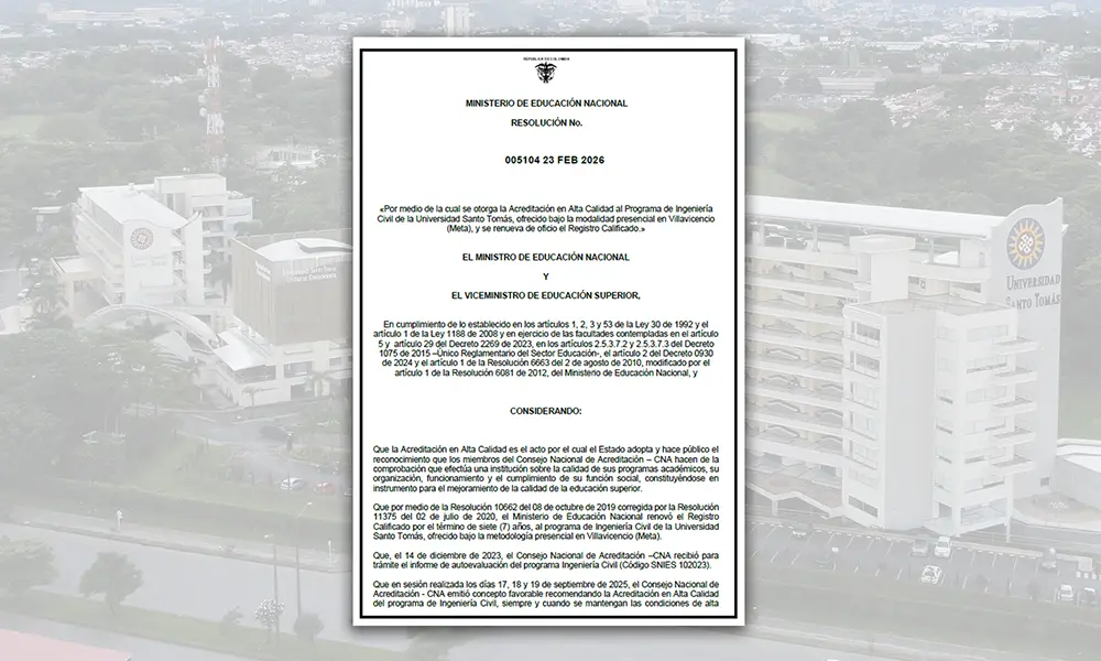 Hito de excelencia: Min Educación otorga Acreditación en Alta Calidad a Ingeniería Civil de la Santoto Villavicencio